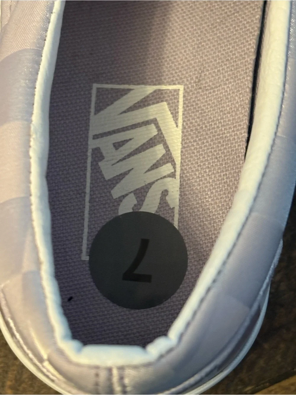 VANS Satin Lavender Lilac Checkerboard Stackform Slip-on Shoes Women’s 7 NWT